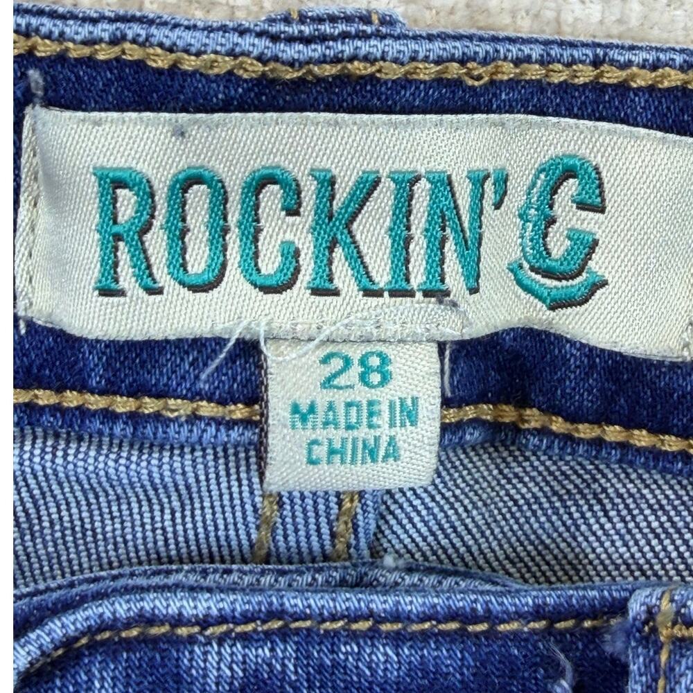 Rockin' C Women's 28 Blue Flare Leg 5 Pocket Western Denim Jeans Cowgirl Pants - Picture 3 of 10